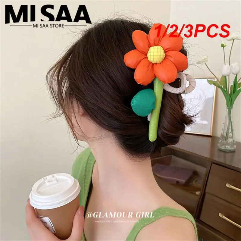 1/2/3PCS Korean Cartoon Hairpin Adorable Design Unique 3d Flower Effect Trendy Trending Charming Popular