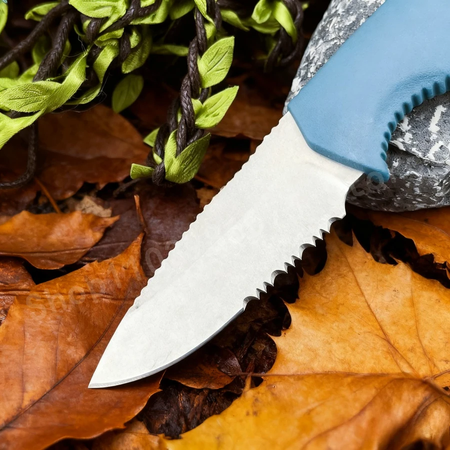 Bm 18050 azul mini faca reta com lâmina de aço d2 alça de fibra de náilon acampamento tático faca de autodefesa faca de pesca