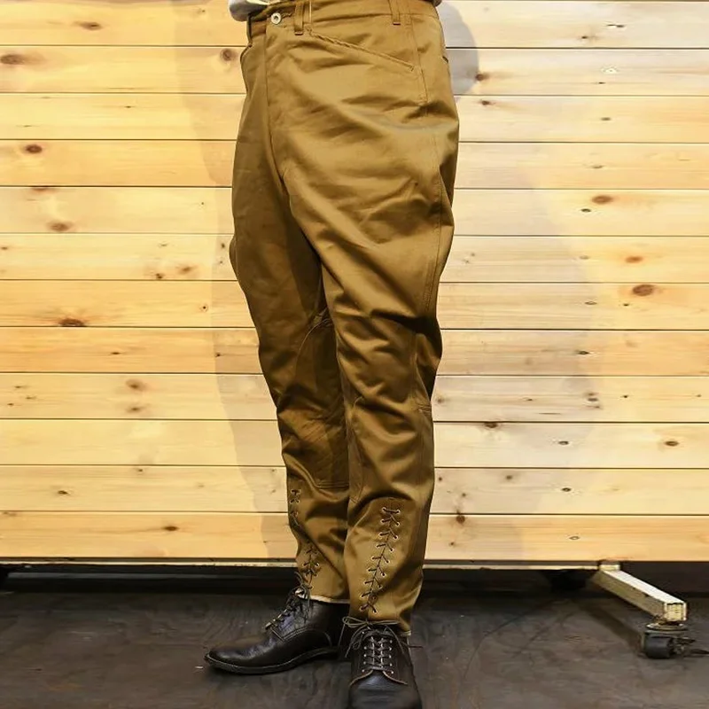 

Meimei's homemade YUTU&MM men's light brown loose overalls cotton 9 points cycling pants twill breeches