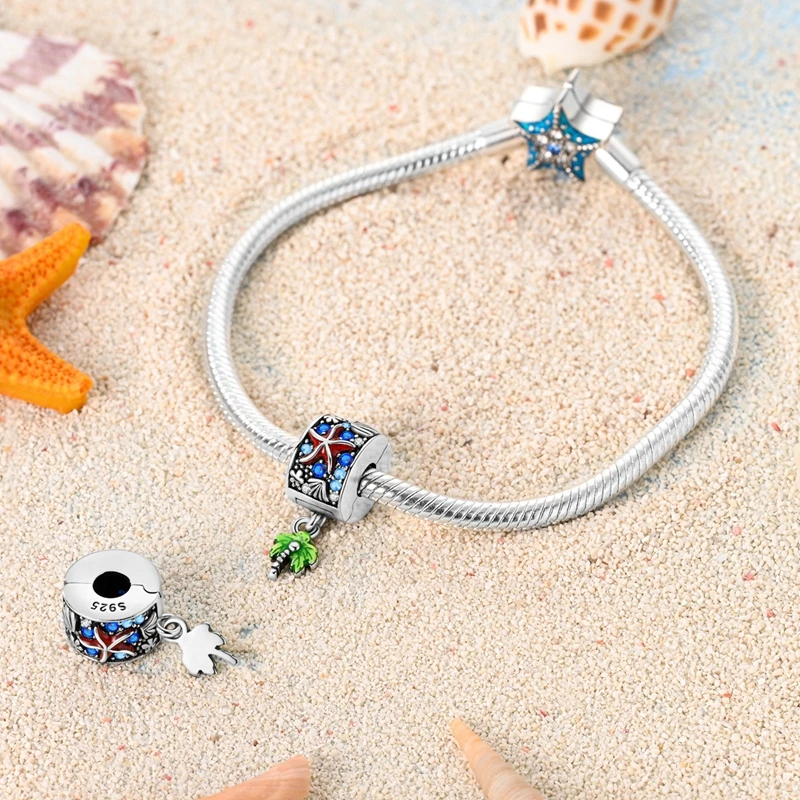 Colgante misterioso de Plata de Ley 925, dije con forma de concha de mar, Tortuga, Medusa y pez, compatible con pulsera de marca, regalo de joyería