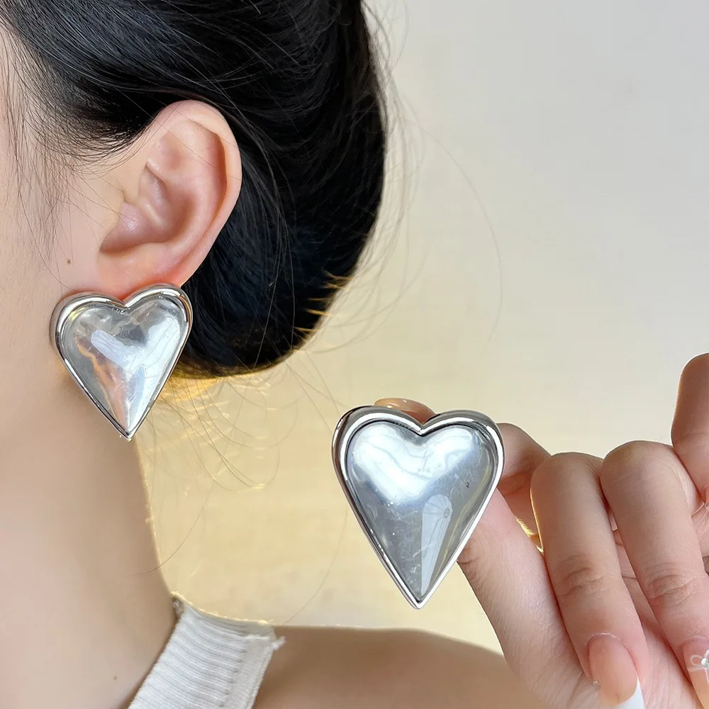 Korean Style Heart-Shaped Earrings for Women - Summer Jewelry