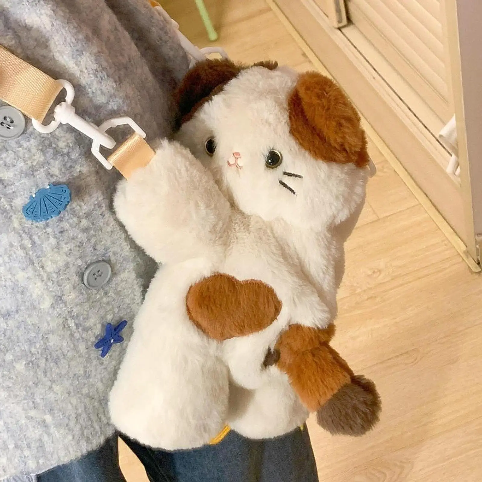 Bolso bandolera de felpa de gato, bolso bonito, bolso de muñeca de peluche para compras al aire libre