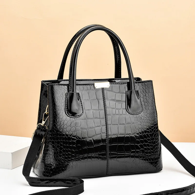 Vintage Top-Handle Shoulder Bags For Women Patent Pu Leather Mother Crossbody Bag Large Capacity Handbag Totes