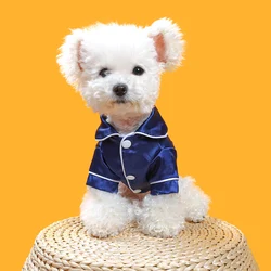 1PC Pet Clothing Cat Spring/Summer French Fragrant Vibrant Pajamas Navy Blue Suitable for Small and Medium Dogs