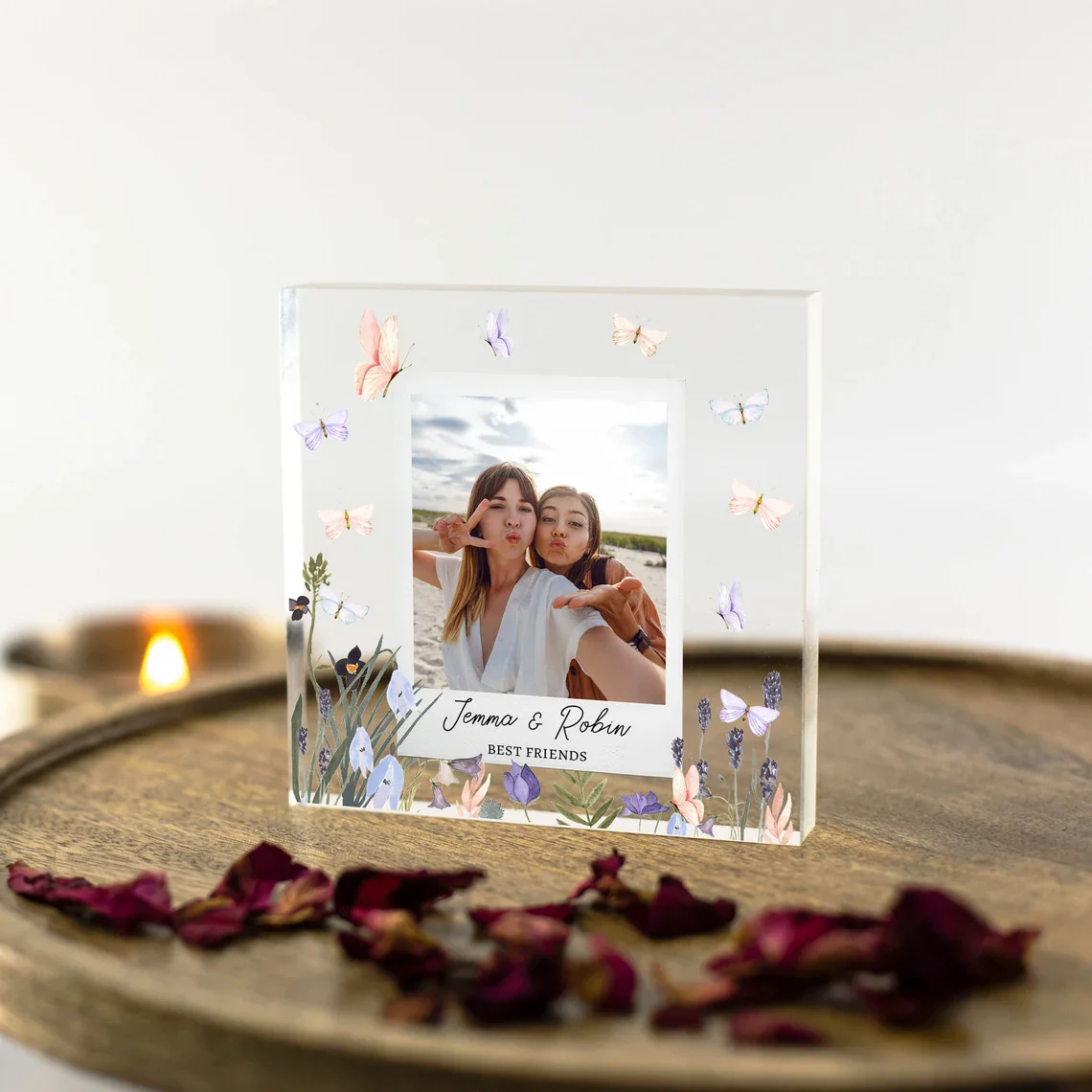 Free Personalized Photo Acrylic Block Customize Gifts for Friends, Parent, Retirement, Graduation, Desktop Ornaments.10x10x0.9cm
