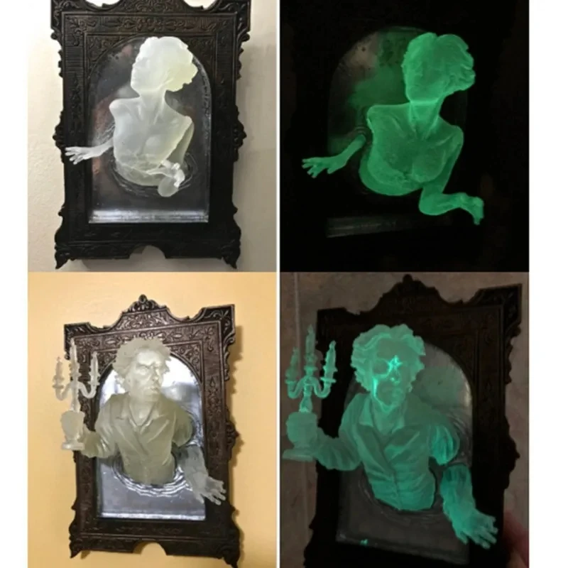 Halloween Resin Devil's Hand Wall Decoration Gohtic Ghost in The Mirror Luminous Crafts Spooky Props Home Photo Frame Decor