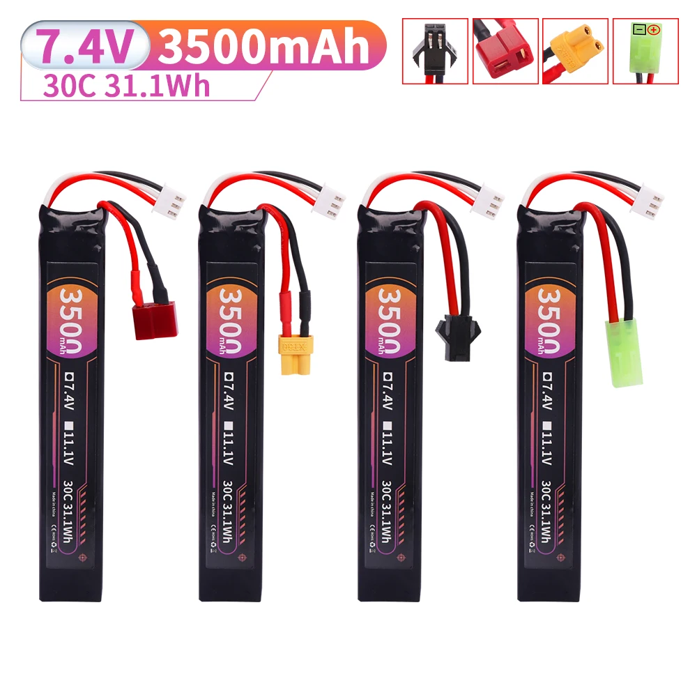 Water Gun Airsoft LiPo Battery 2S 5020120 7.4V 3500mAh T/SM/XT-30/TIMA Plug for Airsoft BB Air Pistol Electric Toys Guns Parts
