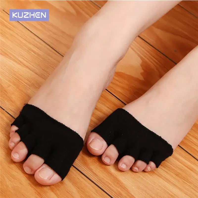 New Arrival 1Pair 5 Toes Cushion Metatarsal Sore Forefoot Support Massage Toe Socks Breathable Cotton Sponge Half Insoles Pads