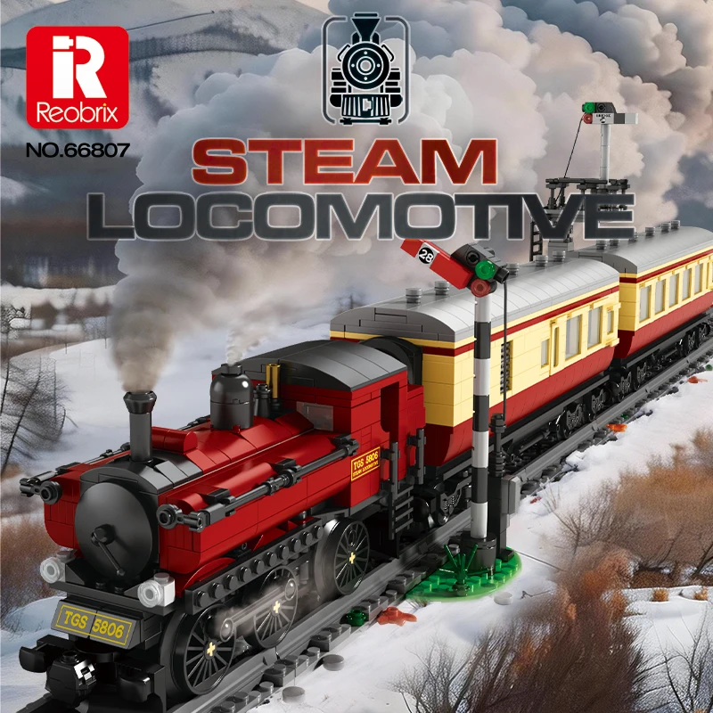 Reobrix 66807 GWR5700 Steam Locomotive Building Blocks Classic Railway Train Model Bricks Toys Adults Birthday Gifts
