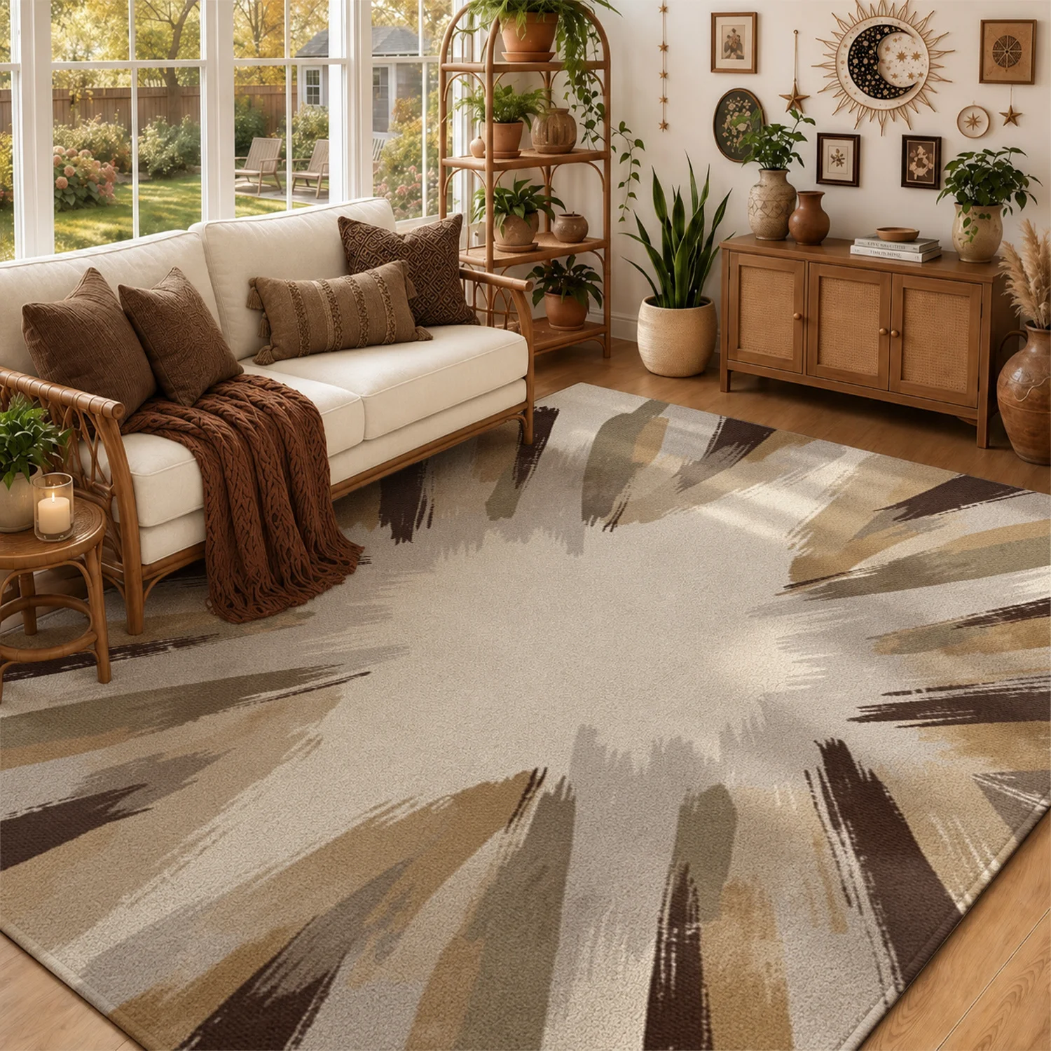 Abstract Brush Stroke Design Area Rug, Soft Velvet Material Machine Washable, Ideal for Living Room, Bedroom, Dining Room, Entryway, Perfect for Halloween, Thanksgiving, Black Friday, Christmas, New Year Home Decoration