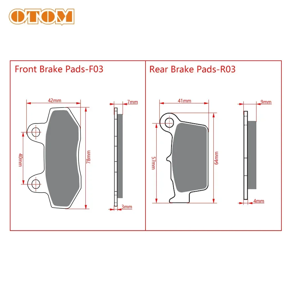 OTOM Motorcycle Front and Rear Brake Pads Copper Sintering Brake Lining For KAYO T4 T6 K6 GUIZUN MX6 KEWS K16 K18 Dirt Bike Moto