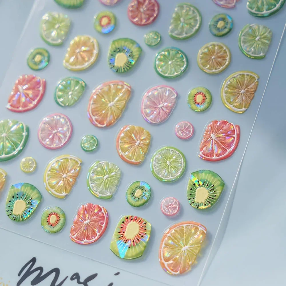 Green Red Fruit Nail Art Sticker Watermelon Lemon Manicure Shiny Sticker Decals for Home DIY Acrylic Nails Slider for Girls