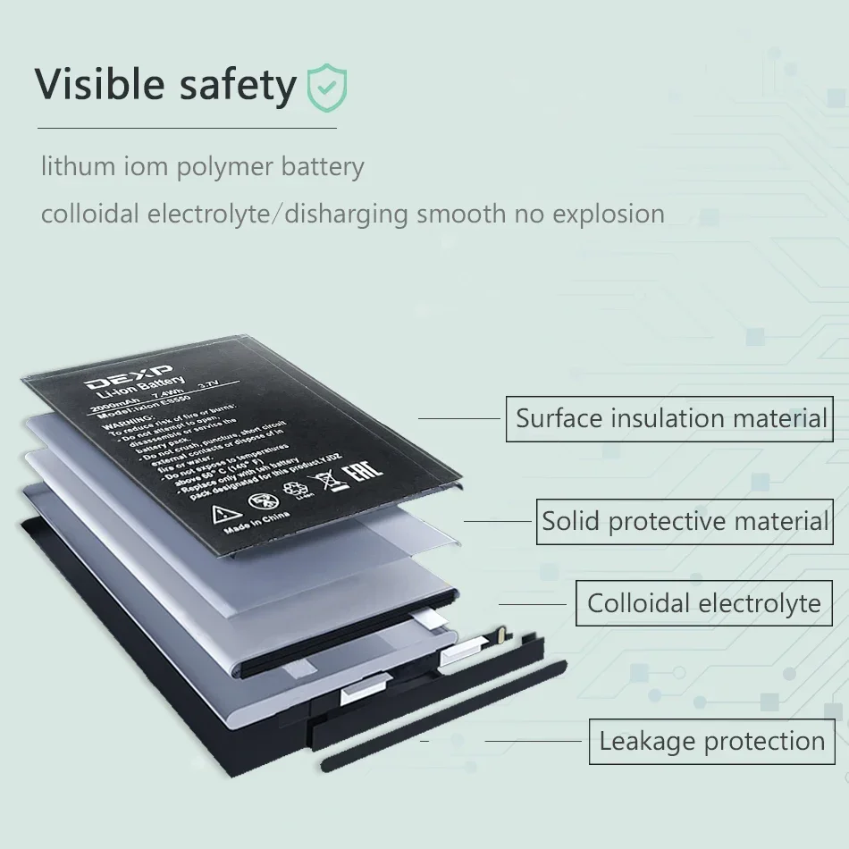 Rechargeable Li-ion Polymer Battery for DEXP Ixion ES550 ES 550 2000mAh Mobile Phone Batteries Warranty + Track Code