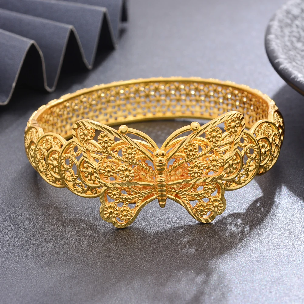 African Big Luxury Dubai Gold Color Bangles For Women Bridal Weddingbangles Bracelets Trend Jewellery Gifts