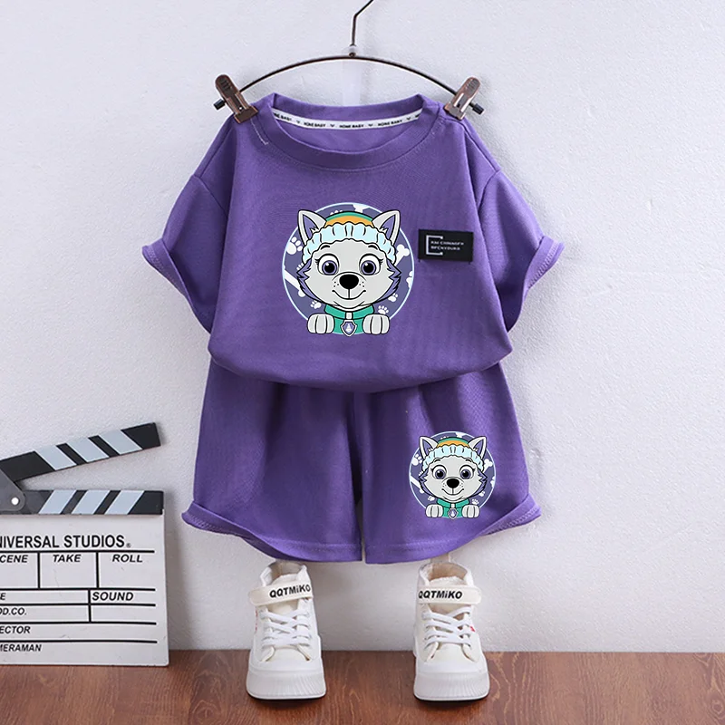 PAW Patrol Clothing Skye Chase Cute Cartoon Characters Shirt Loose Crew Neck Casual Skin-friendly Short Sleeve kid Birthday Gift