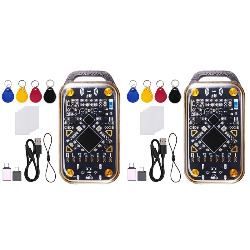 

【NEWLY】2X RFID Smart Chip Reader Chameleon Ultra Smart Card Emulator Duplicator ID IC Card Decode+8XCUID Keychain/Card