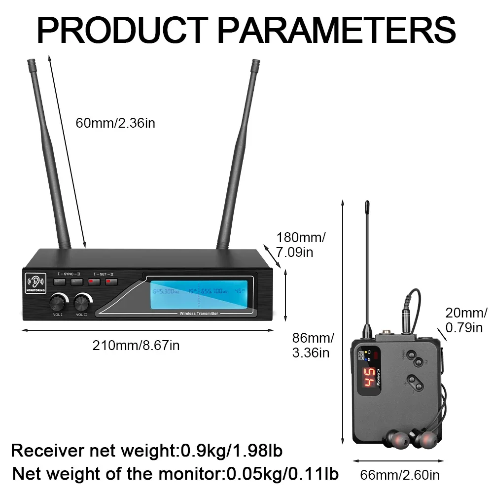 Factory price JR22 2 channels in ear wireless monitor system with receiver for stage