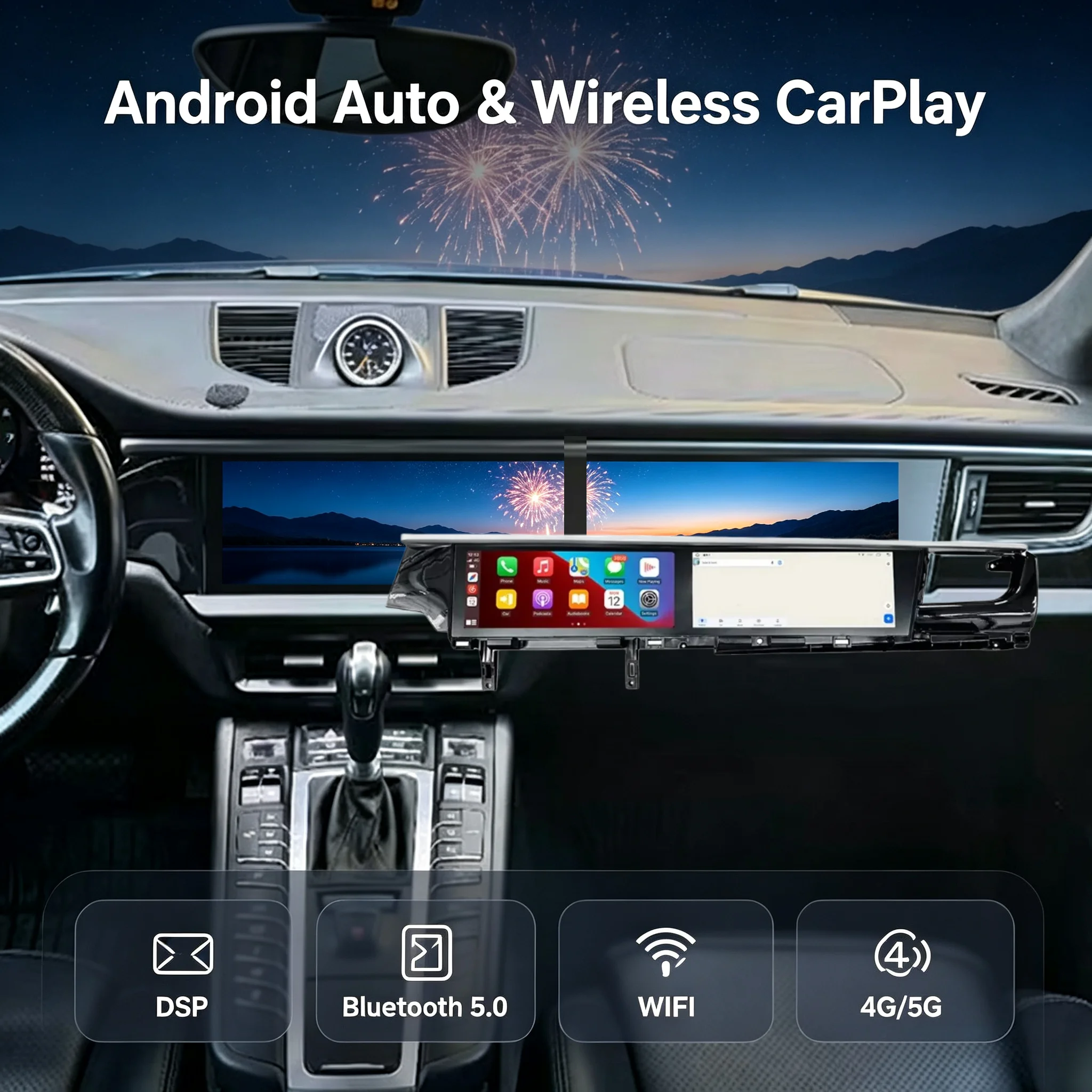 Audio For Porsche Macan 2011-2017 Radio Android 14 Car multimedia Video Player 4G LTE wireless Dual Screen BT Wireless CarPlay