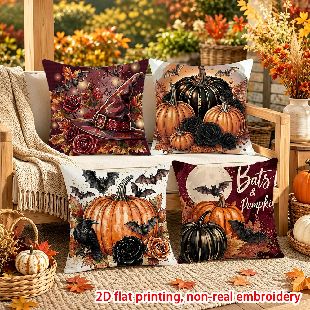 4PCS Fall Boho Floral Throw Pillow Covers, Neutral Botanical Quote Decorative Cushion Cases for Sofa Couch