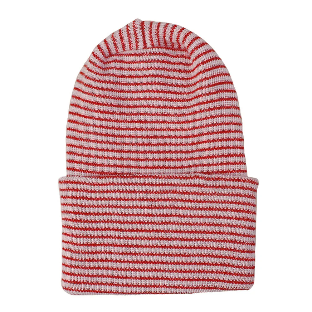 Newborn Baby Hat Ultra-Soft Yarn Double-Layer Thickened Warm Winter Baby Hat Knitted Beanie Pull-On Cap for Infants