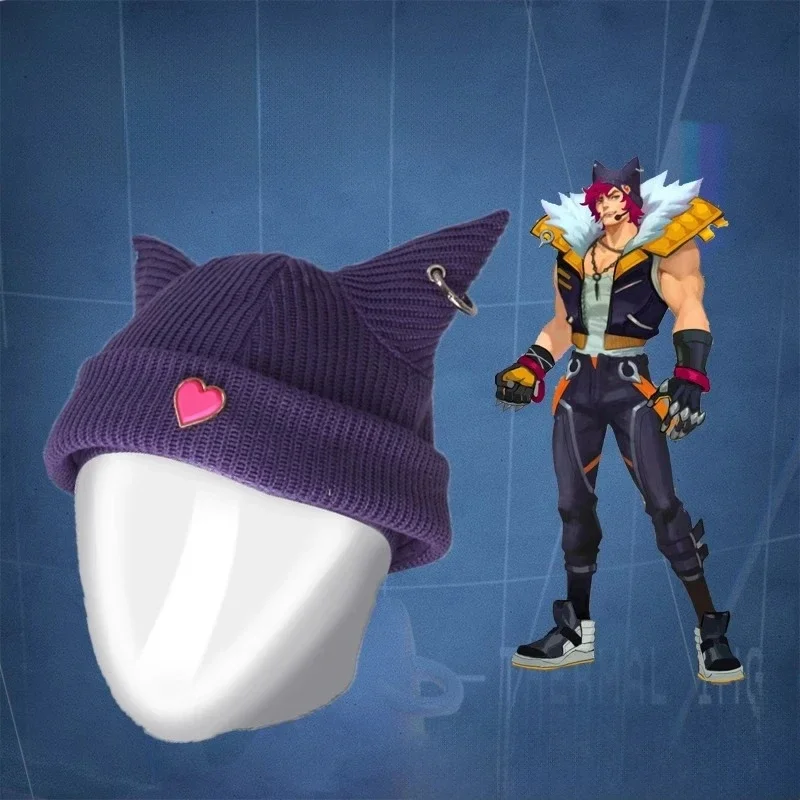 Game LOL Heartsteel Sett Cosplay Hat The Boss Purple knitted Hat Prop Unisex Halloween Carnival Party Prop