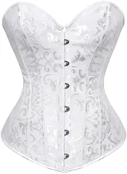 Corsets and Bustiers for Women Top Christmas Sexy Corselet Satin Overbust Brocade Vintage Plus Size Green Black White Red Cheap
