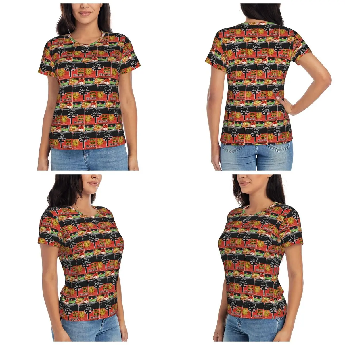 Camiseta Nongshim Shin Ramyun para mujer, camisetas de manga corta, ropa con cuello redondo, camisetas de algodón para verano, ropa de calle