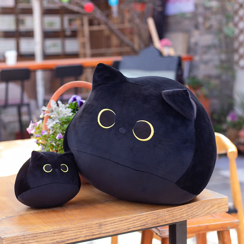 Almohada de gato negro de 30/40CM, muñeco de peluche de gato lindo y tierno, juguetes de peluche, regalos para niños