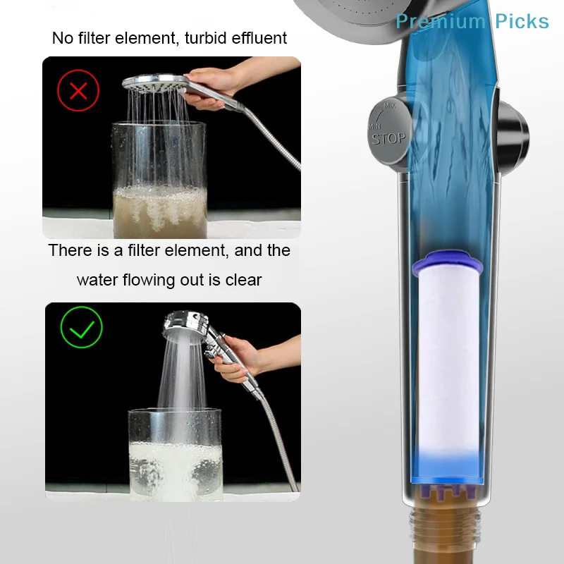 portableUniversal Shower Filter Increases Water Pressure Removes Impurities For Standard Shower Heads Water Purification