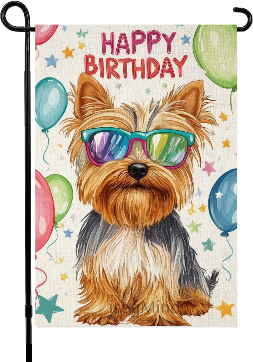 Birthday Celebration Garden Flag Yorkshire Terrier Garden Flag Yorkshire Terrier Flag Balloons Birthday Cake 12.5