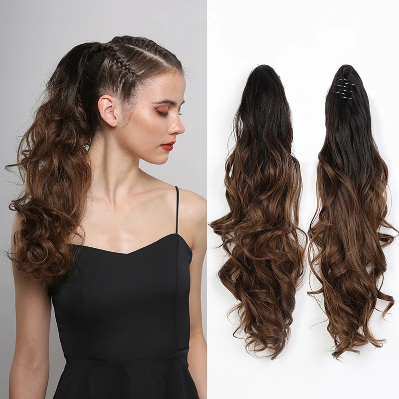 

The 22-Inch Long Wavy Claw Clipper Ponytail Is Suitable For Women'S Daily Party Ponytail Hair Accessories And Curly Hair