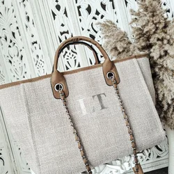 Personal isierte Monogramm Einkaufstasche erste Tasche Shopper Braut Geschenk benutzer definierte Strand tasche Flitter wochen Weihnachts geschenk für ihre Brautjungfer Tasche