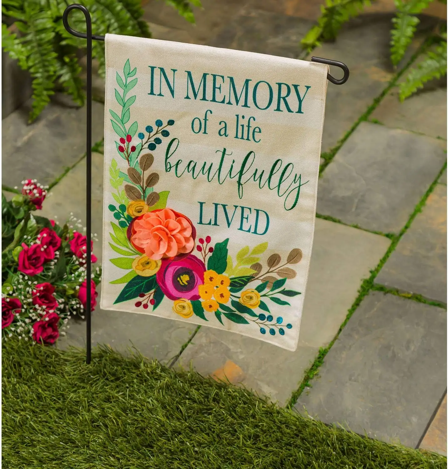 Evergreen Flag Indoor Outdoor Décor for Homes Gardens and Yards In Memory of a Life Beautifully Lived Garden Burlap Flag WWP zzo