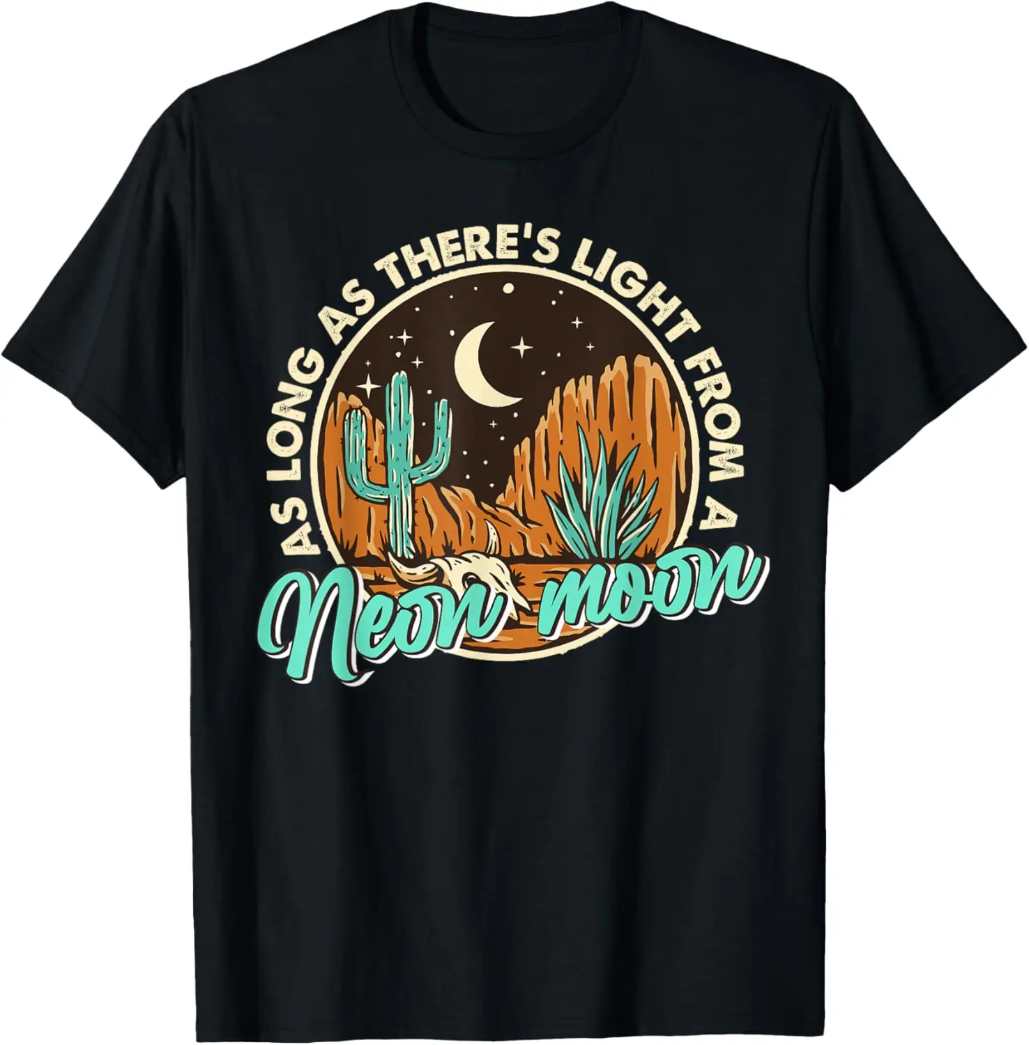 

Neon Moon, Cactus Country Mountain Vintage Retro Western Cow T-Shirt