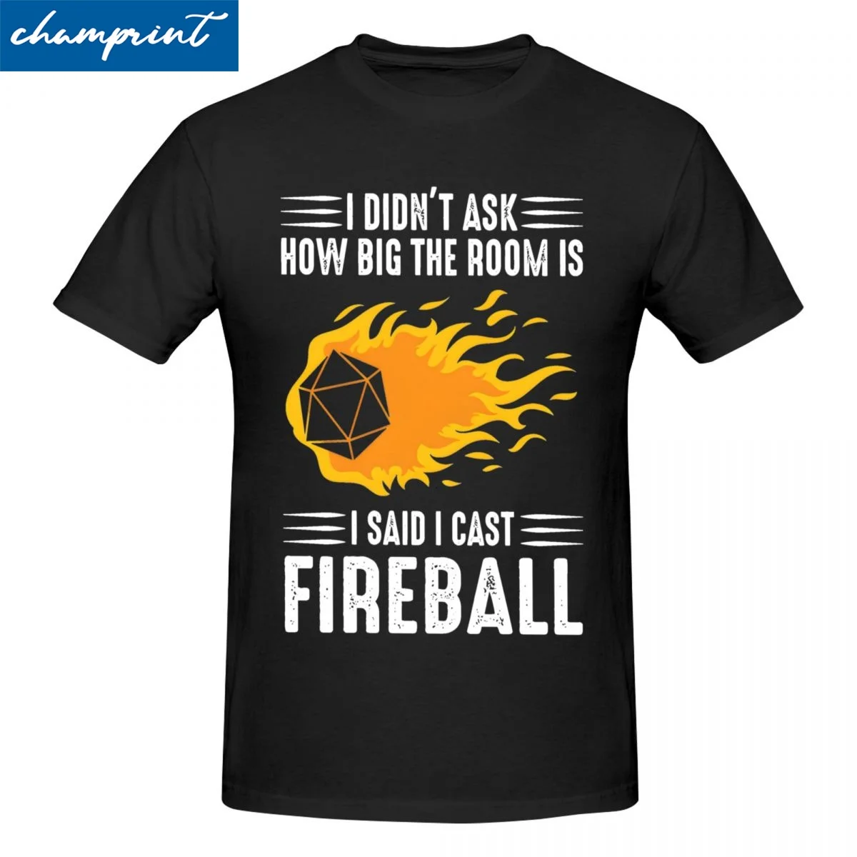 Kawaii I Cast Fireball Wizard Sorcerer Dm Gift Ttrpg T Shirt Men's Cotton Short Sleeve Dnd Dragons Crewneck Tops