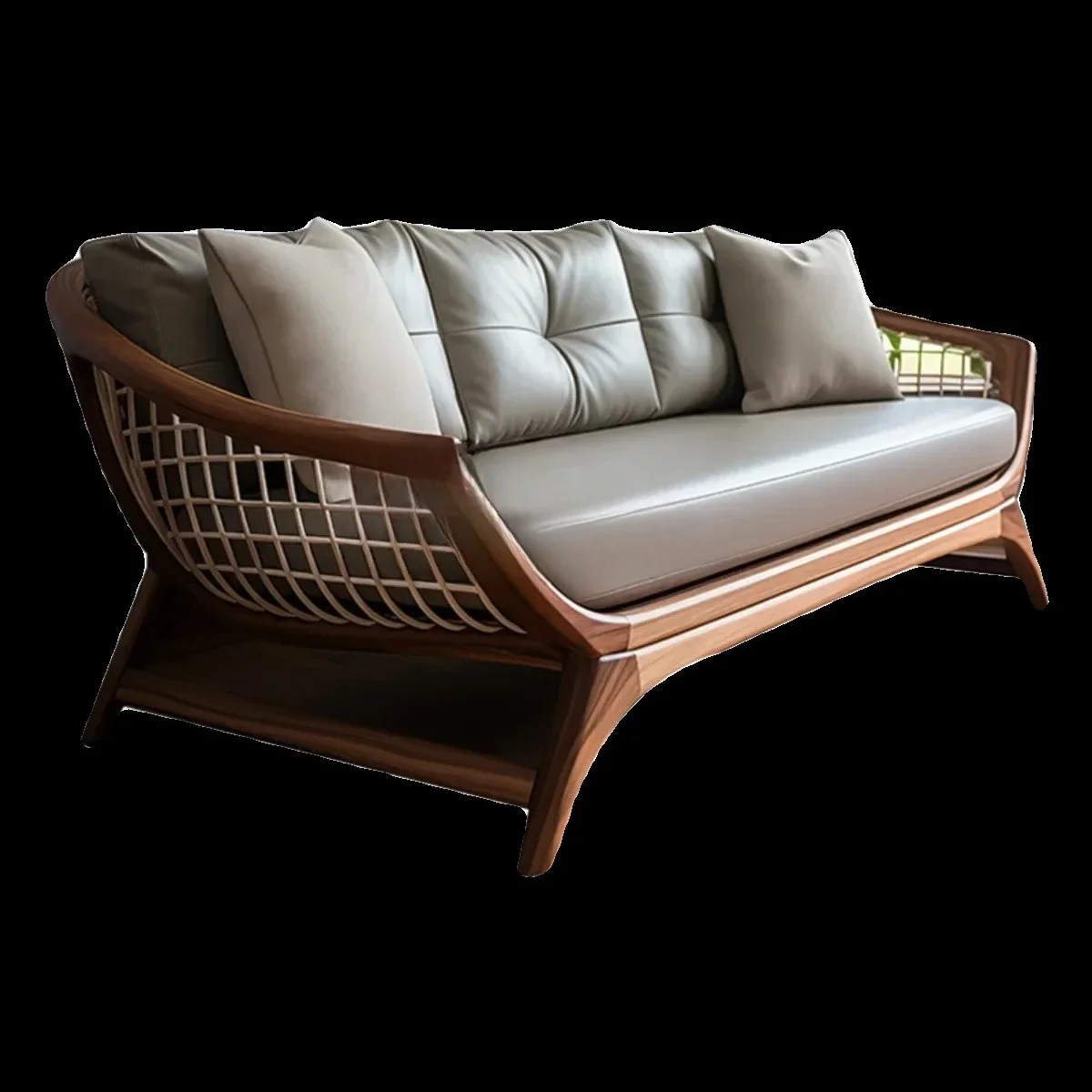 A New Chinese Style Arhat Bed Flat Bed Living Room Solid Wood Sofa North America Black Walnut Simple Modern Chaise Bed
