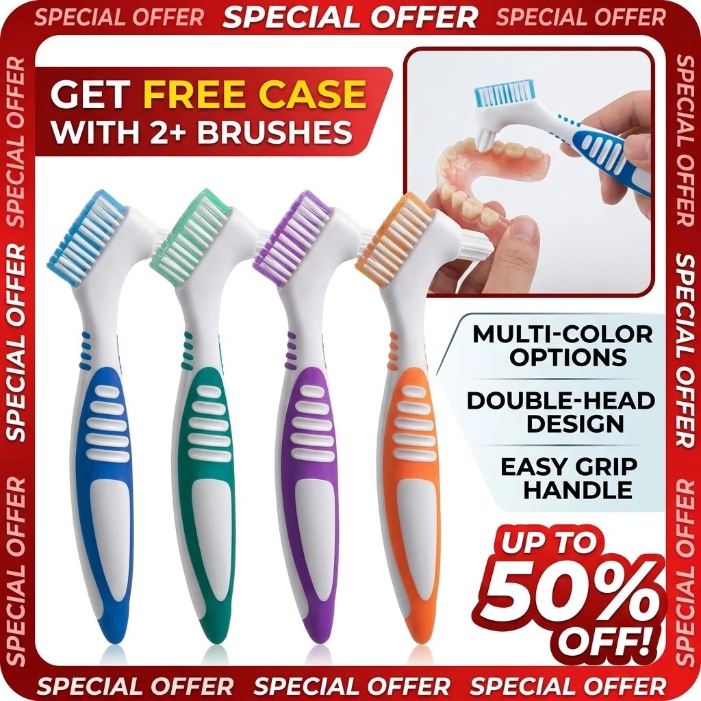 Double Sided Denture Toothbrush Cleaning Brush Denture Brush Invisible Braces Orthodontic Retainer Descaling Brush