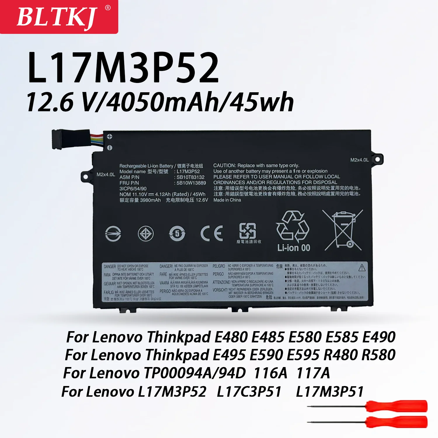 L17M3P52 New Laptop battery for Lenovo Thinkpad E480 E490 L17C3P51 L17L3P51 L17M3P51 01AV445 01AV447 01AV448 E41-50 TP00094D