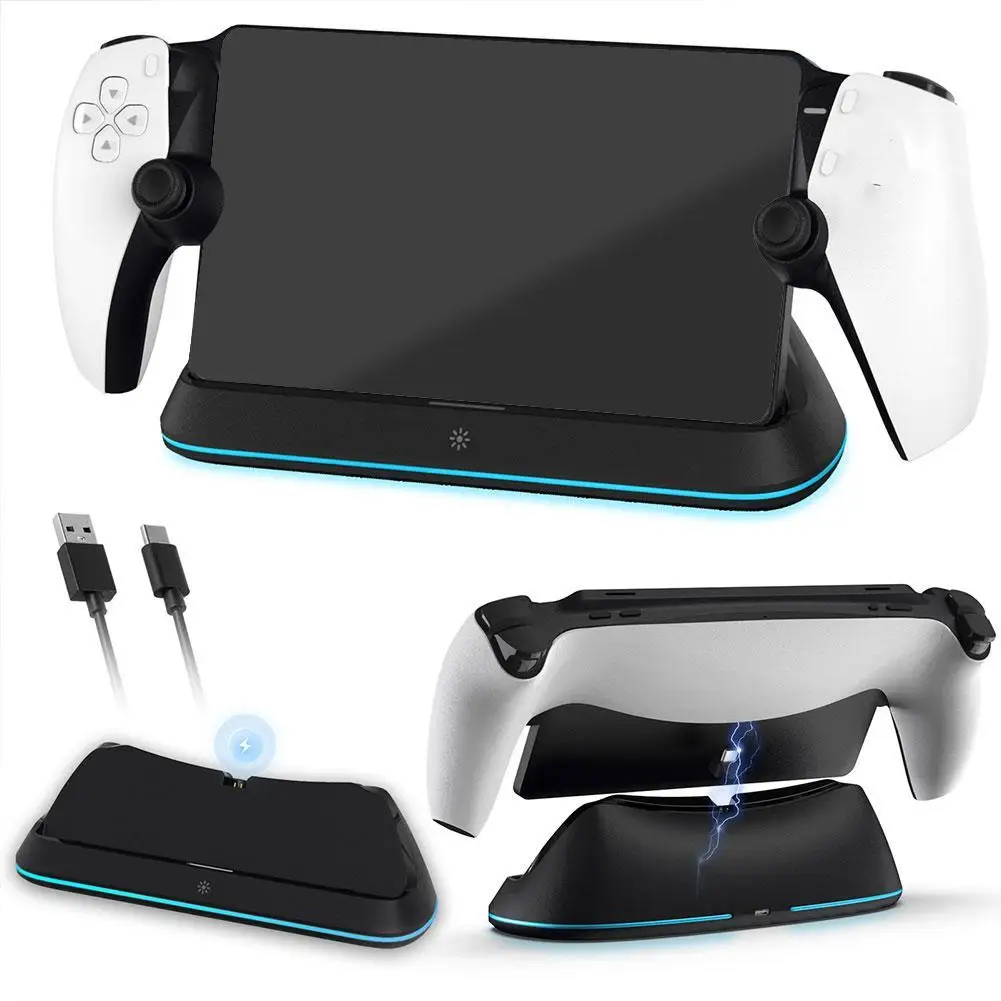 For Playstation Portal RGB Charging Dock With RGB Light And USB C Charging Cable  For Ps Portal Desktop Charging Stand