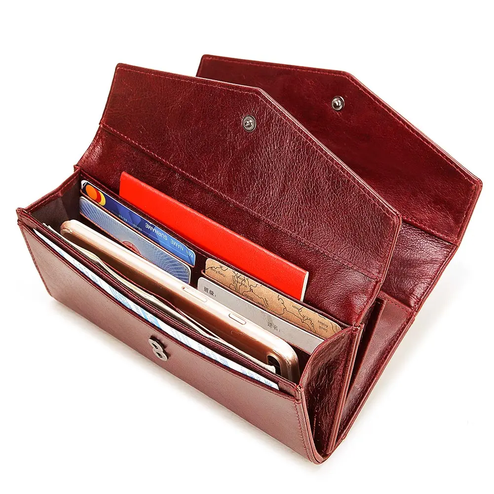 GZCZ 100% Genuine Leather Wallets For Women With Zipper Large Capacity Ladies Bag Luxury Money Clip Multifunctional Wallet