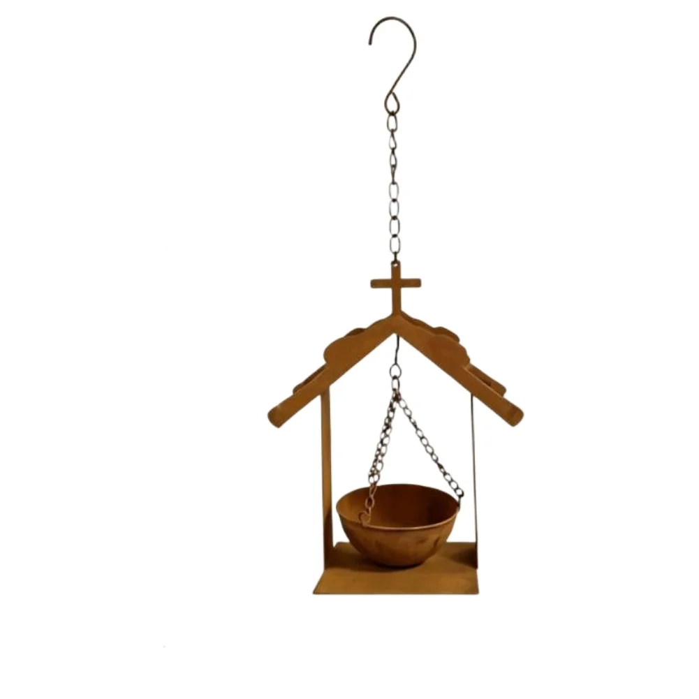 Outdoor Friendly Rustic Iron Bird Feeder in For cross Shape for Garden Patio Yard Hanging Birdhouse Decor and Functionality