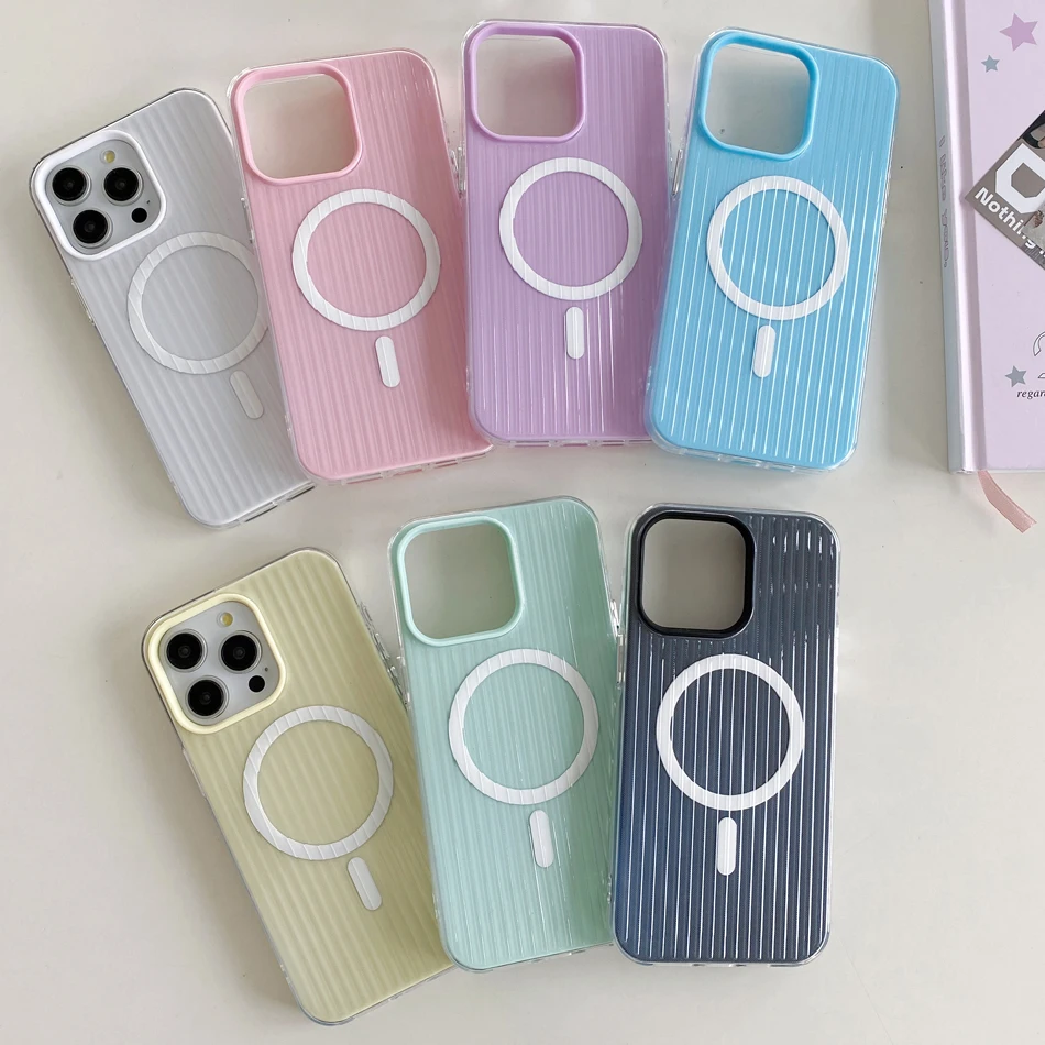 حافظة هاتف مغناطيسية Magsafe لهاتف آيفون 16 15 14 برو ماكس بلس 13 12 11 حافظة شحن لاسلكي غطاء صلب مقاوم للصدمات