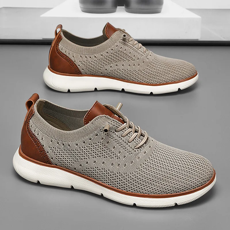 Large Size Comfortable Men's Shoes Light Fashion Casual Sports Shoes Breathable Flying Mesh Top Loafers