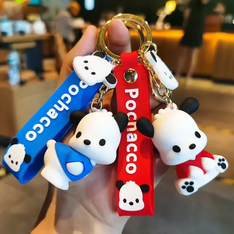 Sanrio Pochacco Keychain Cute Cartoon Kawaii Lover Doll Key Ring Portable Backpack Car Key Decoration Pendant Children Toys Gift