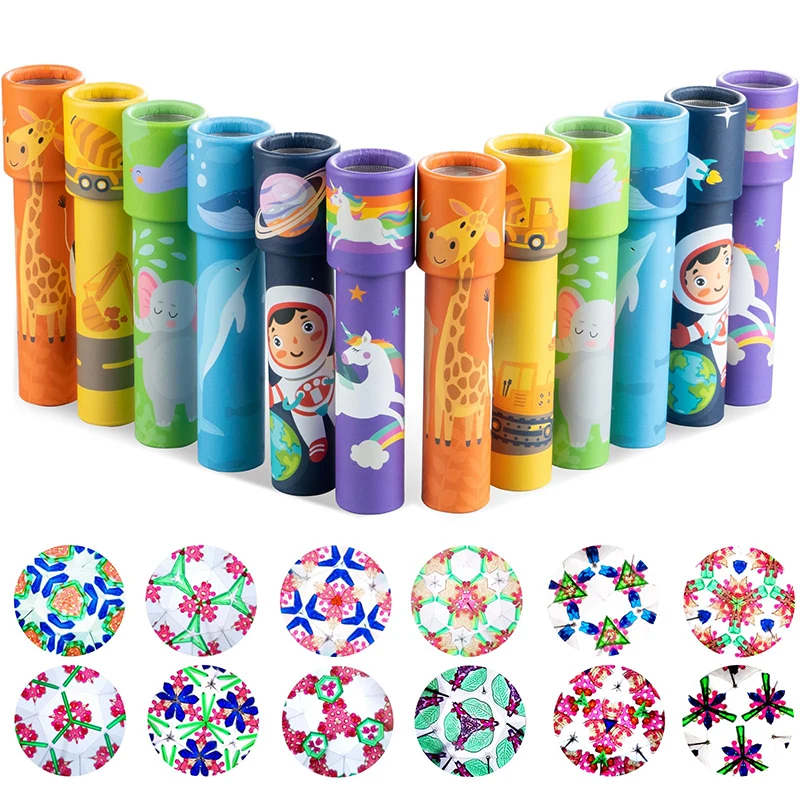 6Pcs Cartoon Kaleidoscope Classic Educational Toys for Kids Birthday Party Favor School Return Gifts Prizes Goodie Fillers