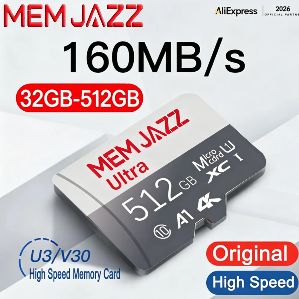 Micro SD 32GB 64GB 128GB 256GB 512GB TF Card U3 V30 High-Speed Memory for Professional Camera RAW Photo 4K Video Creator