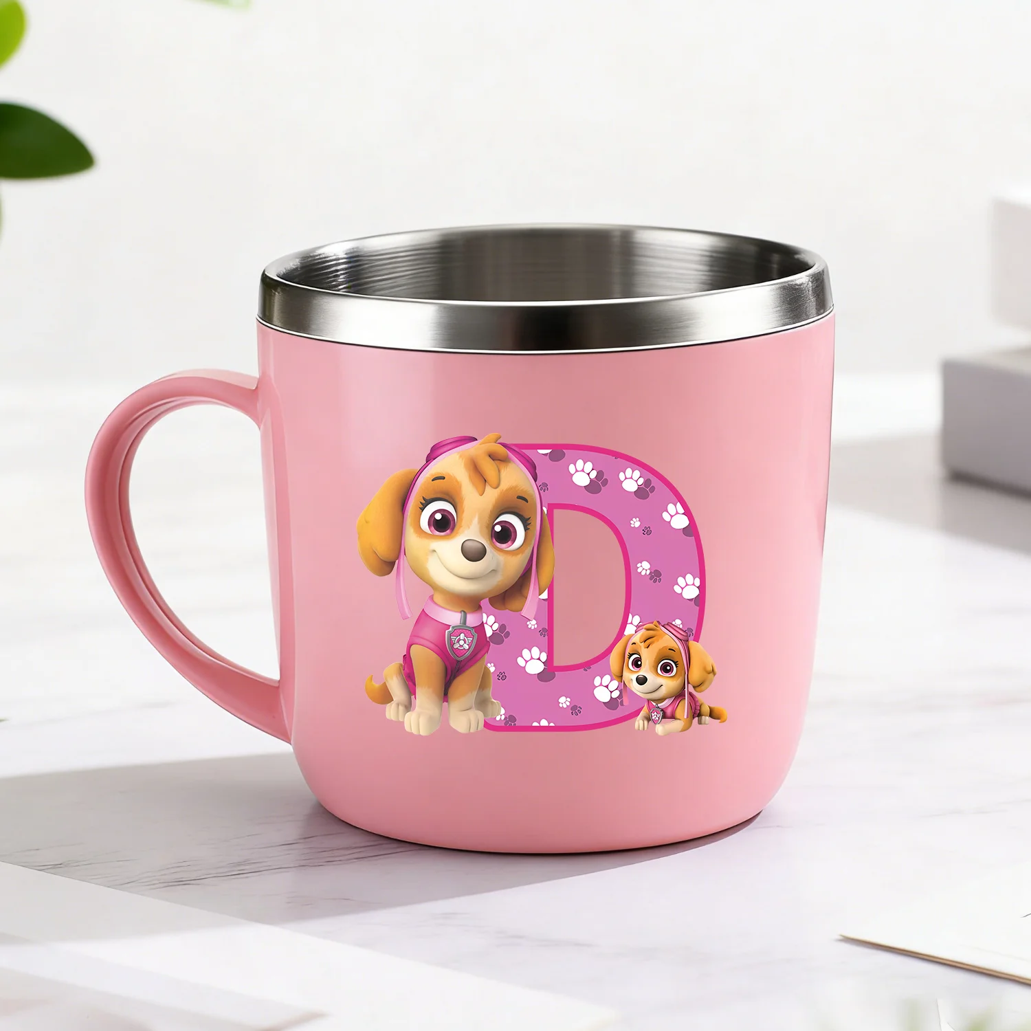 Paw Patrol Skye 304 Stainless Steel Water Bottle Cartoon A-Z Letter Toothbrush Cups Kawaii Anime Water Cup Girls Birthday Gift - view 5