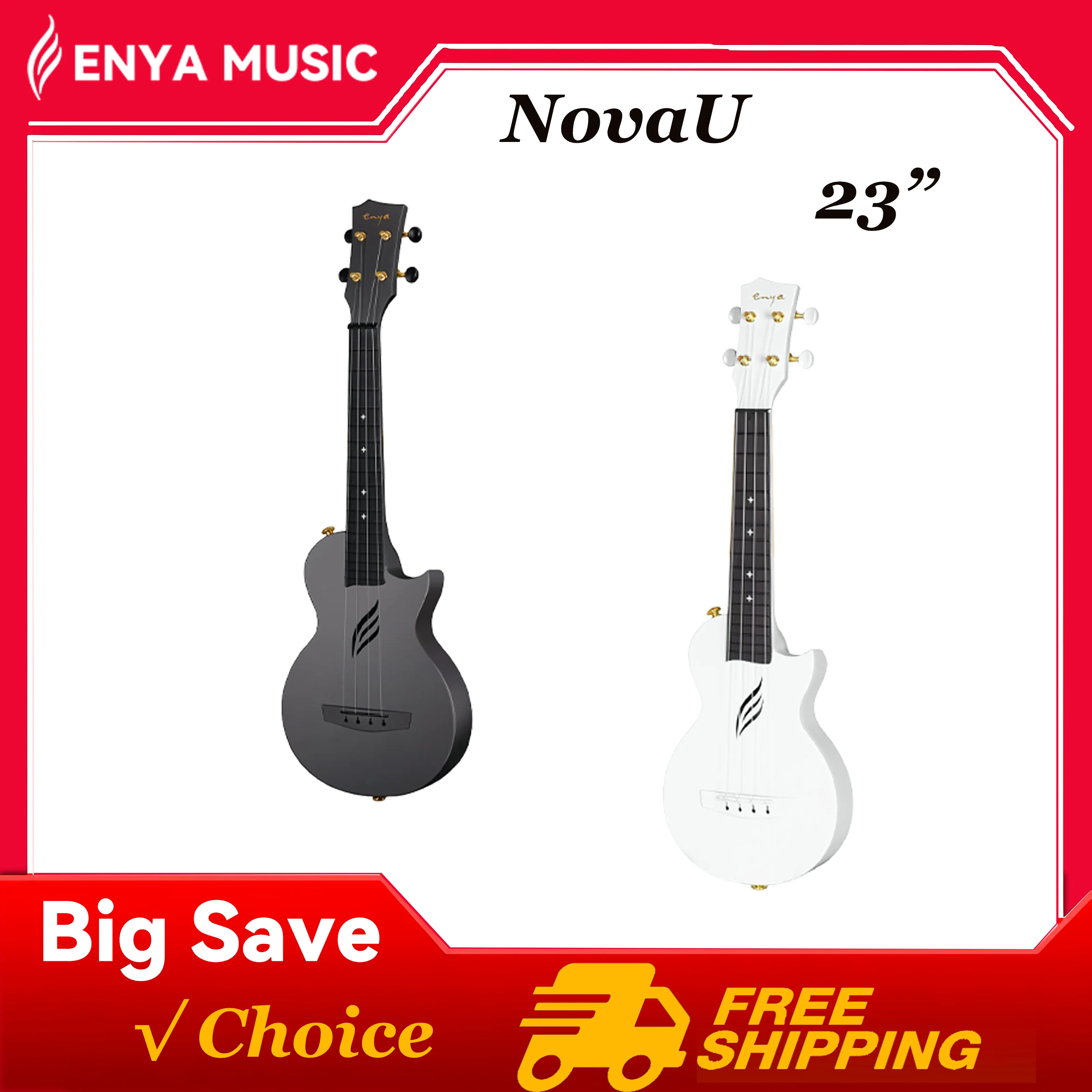 قيثارة الحفلات الموسيقية ENYA Nova U مقاس 23 بوصة - القيثارة للسفر من ألياف الكربون مع مجموعة المبتدئين بما في ذلك. الدروس والعلبة والملحقات عبر الإنترنت