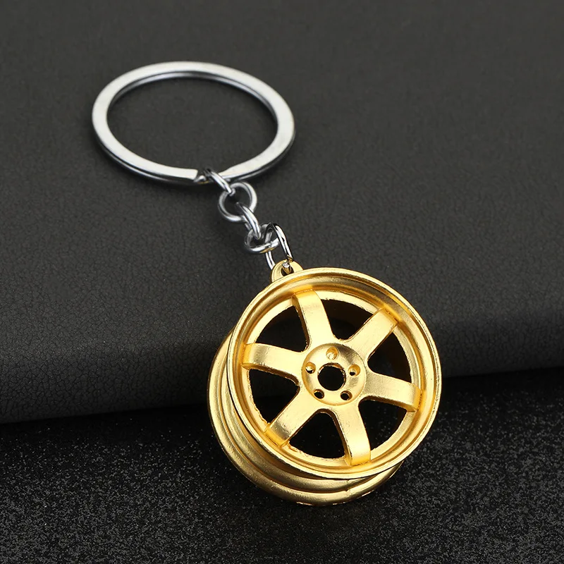 Creative car hub keychain Tire shaped keyring Metal Car Trinket Keyring Boyfriend Unique Birthday Gift