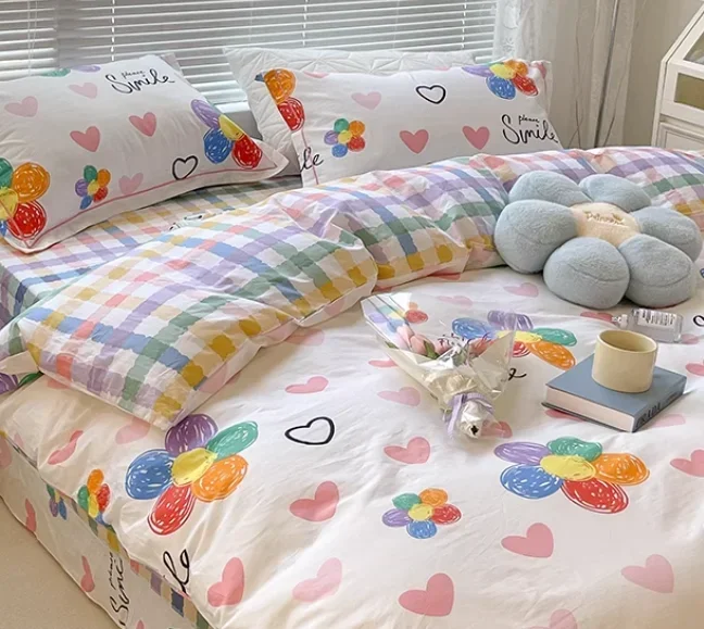 2024 New Pure Cotton Bedding Set, Four Pieces, All Cotton Children and Girls Bedding, Student Dormitory Quilt Cover